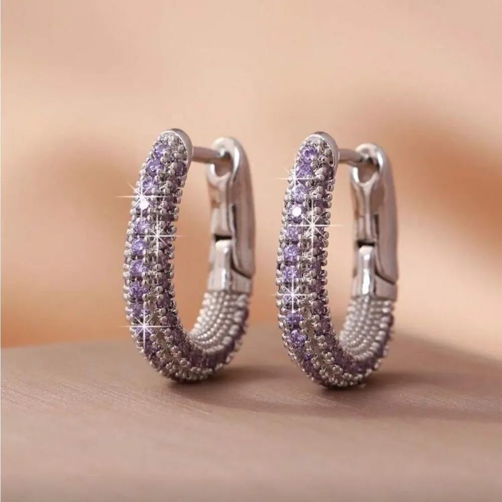 Purple Hoop Earrings Q723